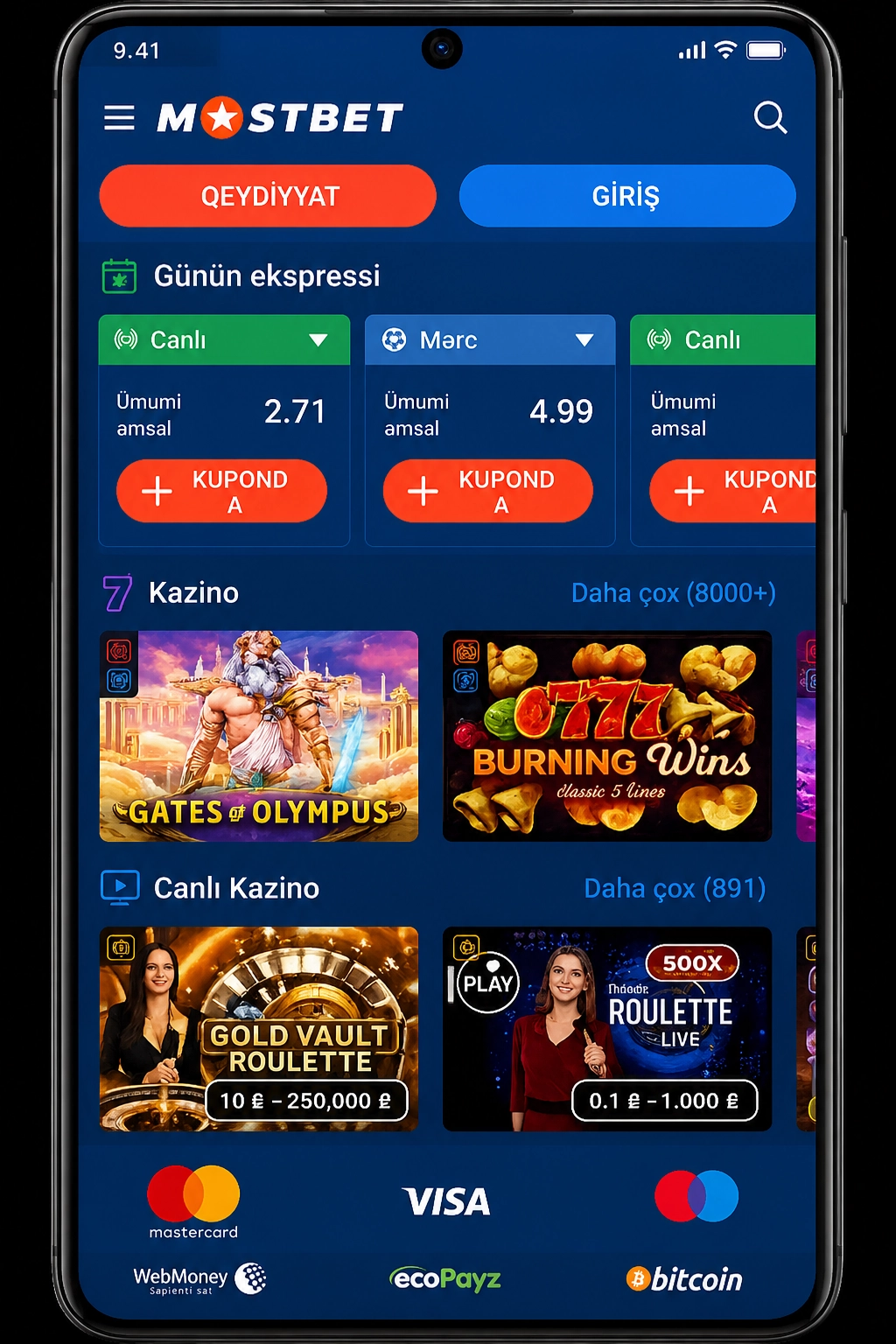 Tətbiqi Ekran Şəkilləri – Mostbet yukle